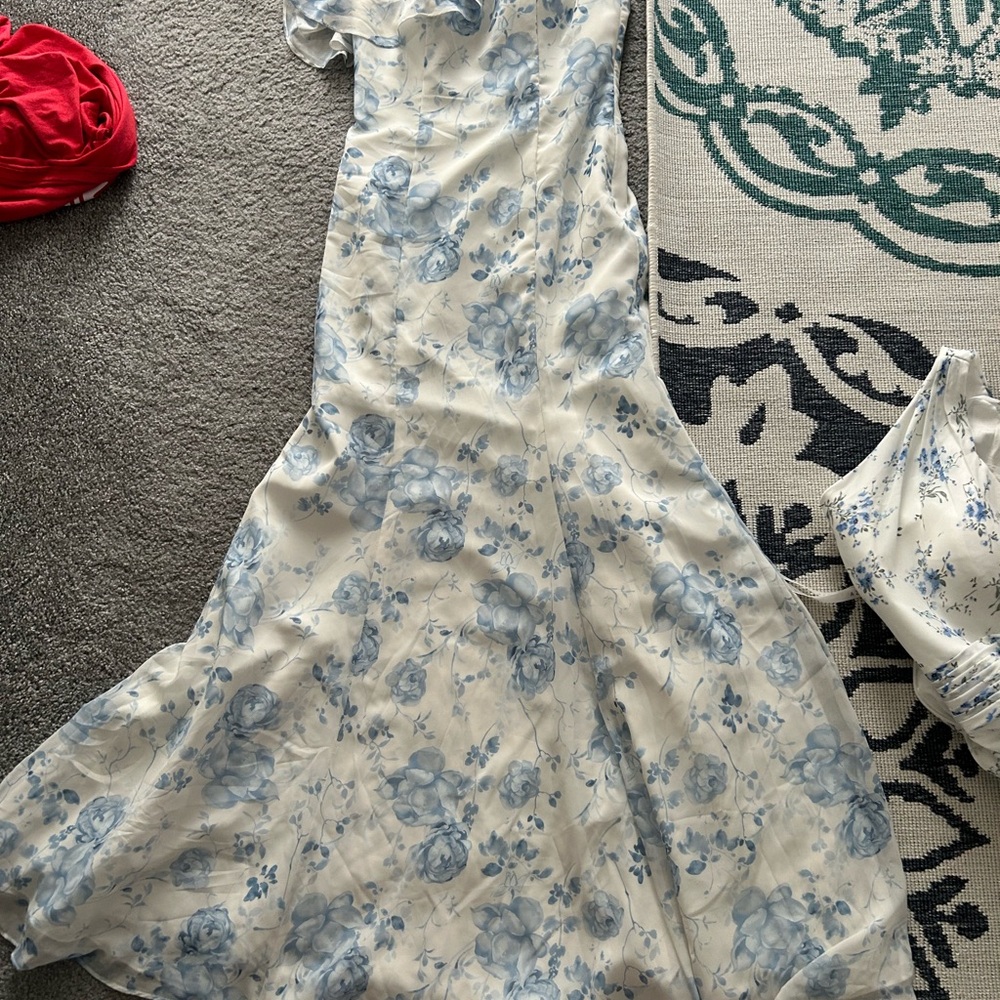 Floral Blue and White Maxi Dress